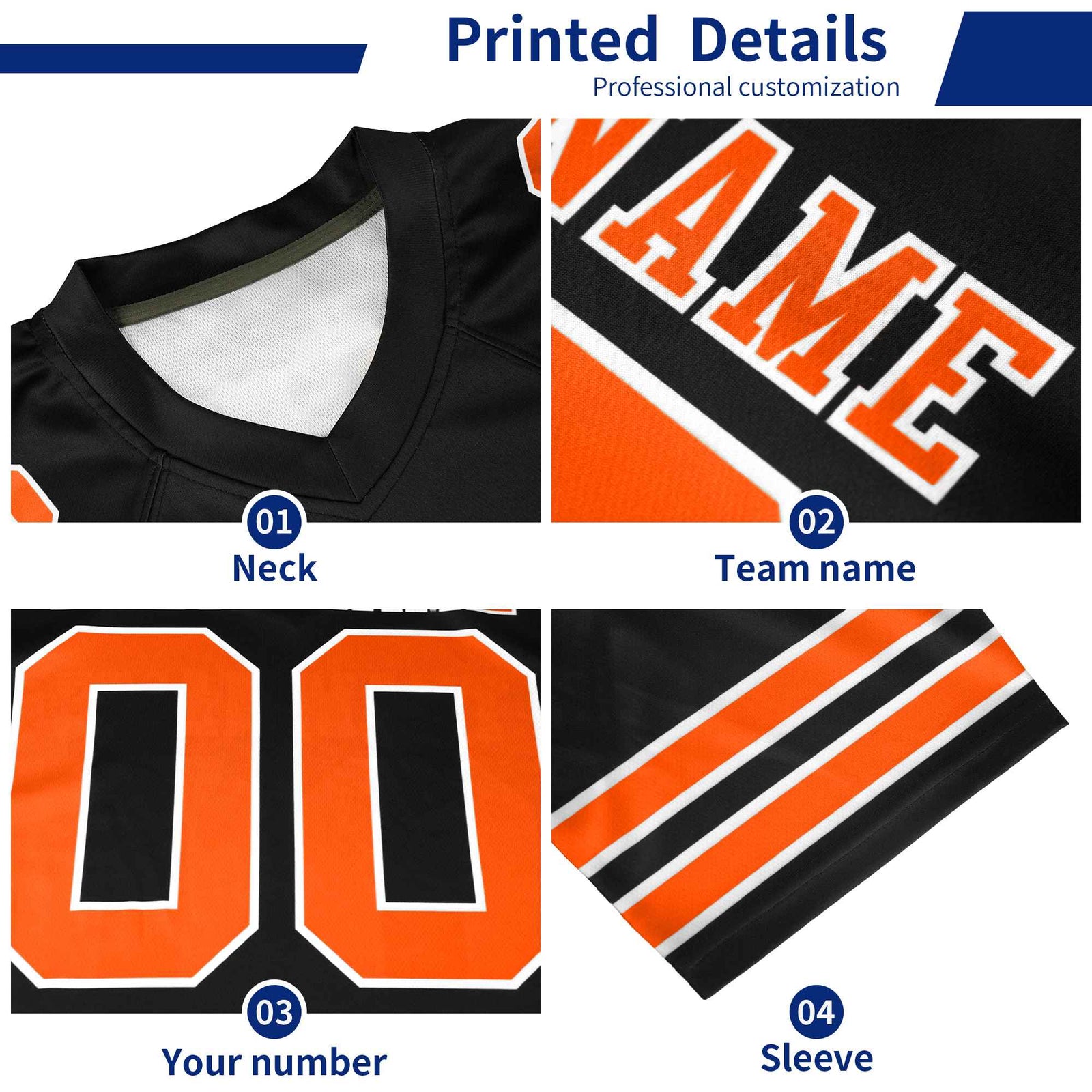 Custom Black Black-White Personalized Classic Authentic Football Jersey