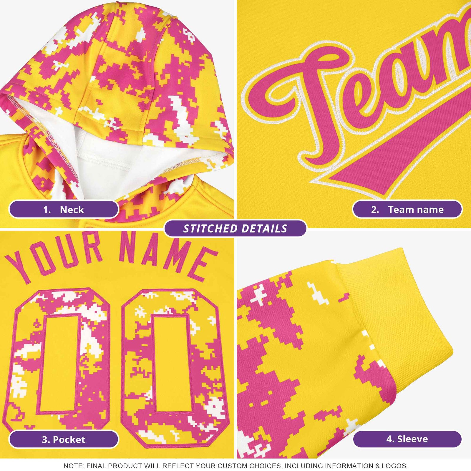 Custom Purple Aqua-Cream Raglan Sleeves Varsity Full-Snap Letterman Camo Hoodie Jacket