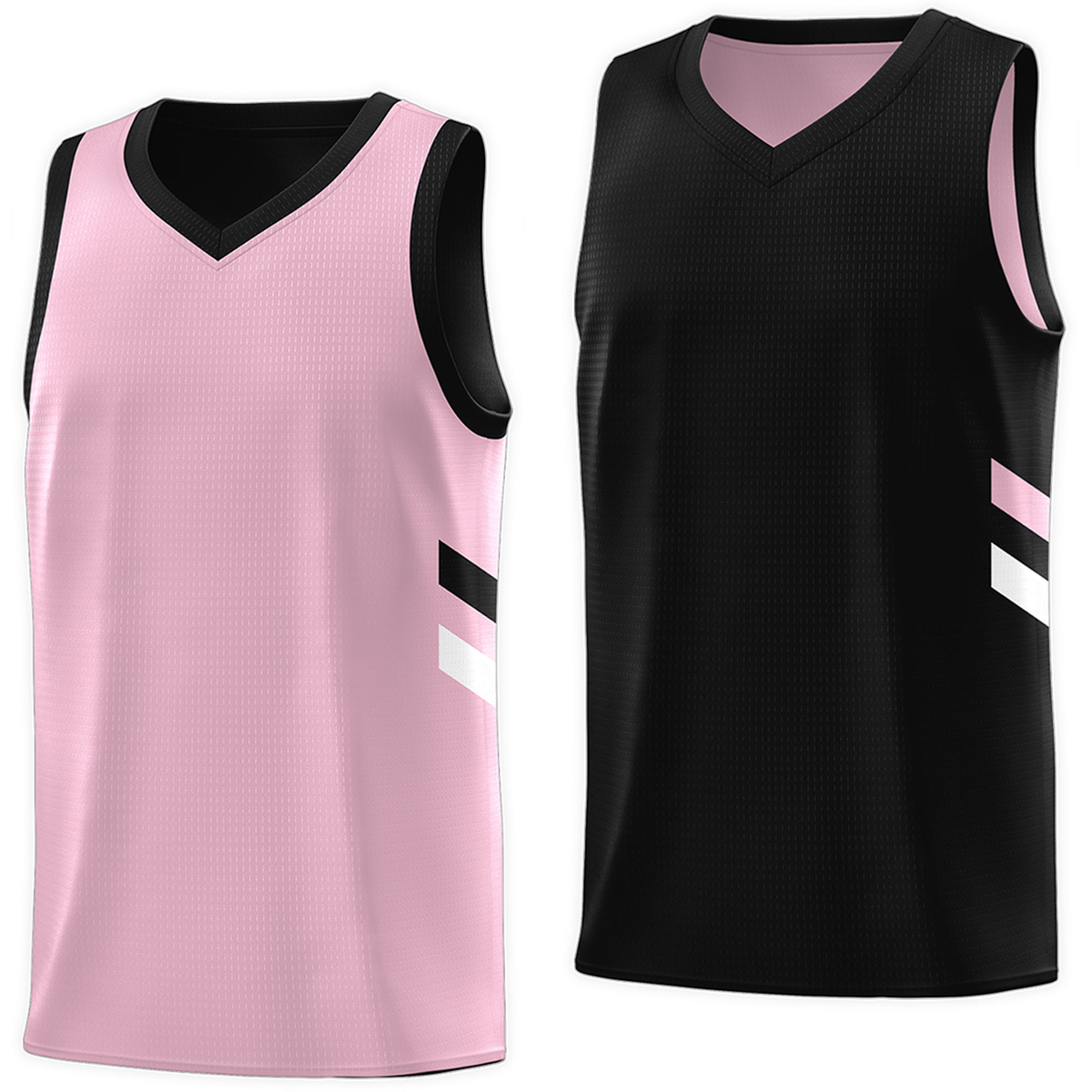 Pink Black Double Side Tops Basketball Jersey For Men