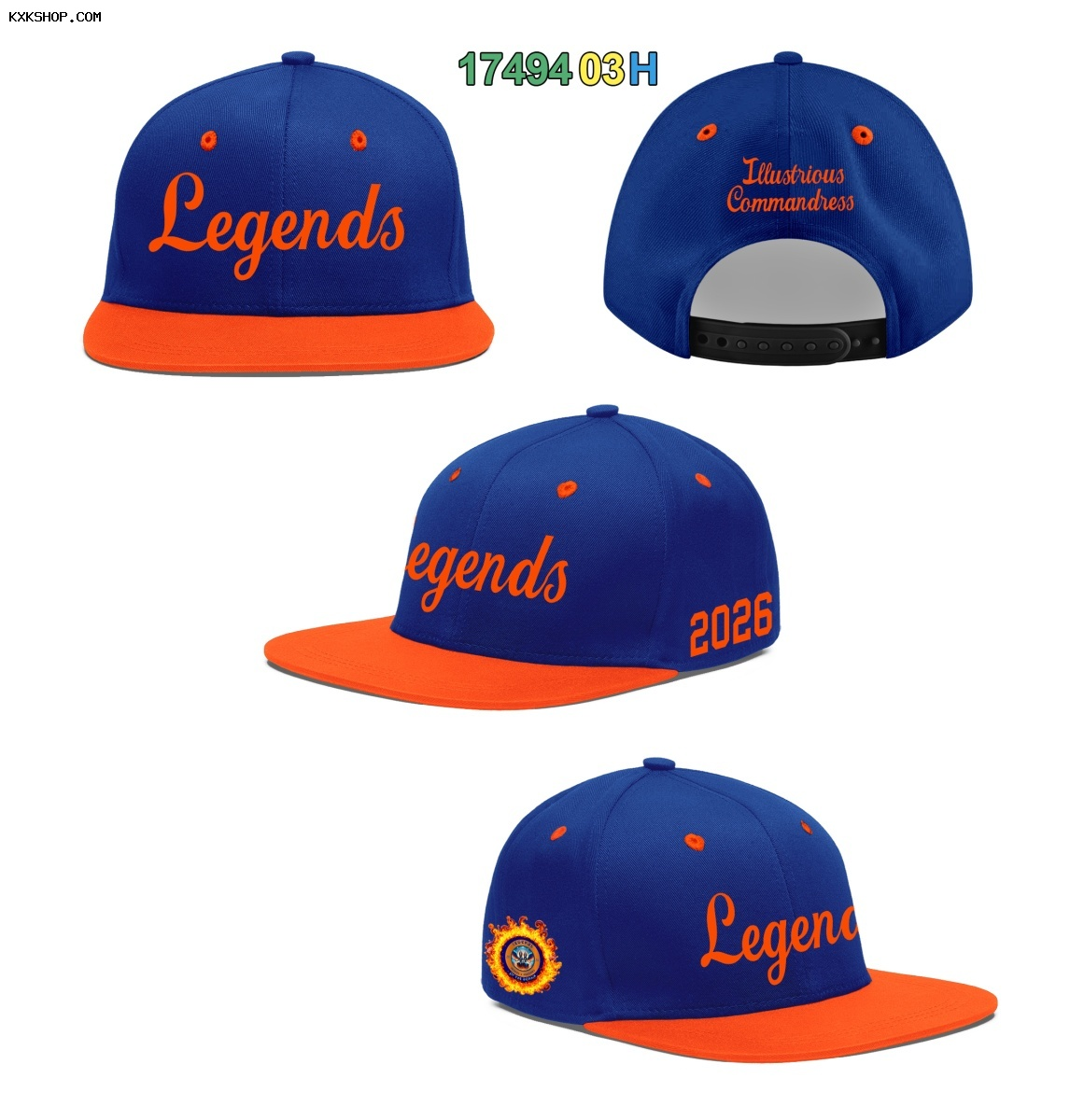 Fans-Made |Custom Royal Blue Orange 3D Puff Embroidery Flat Embroidery Casual Sport Baseball Cap -Available for Reorder