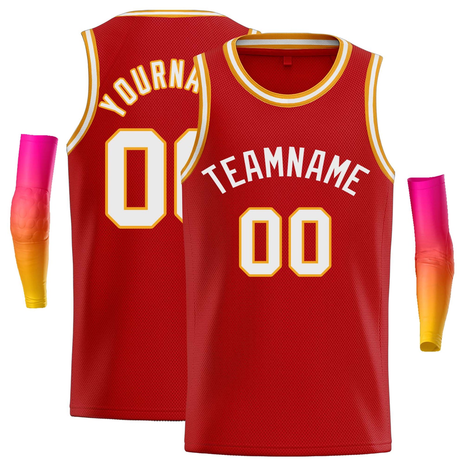 Custom Red White Classic Tops Casual Basketball Jersey