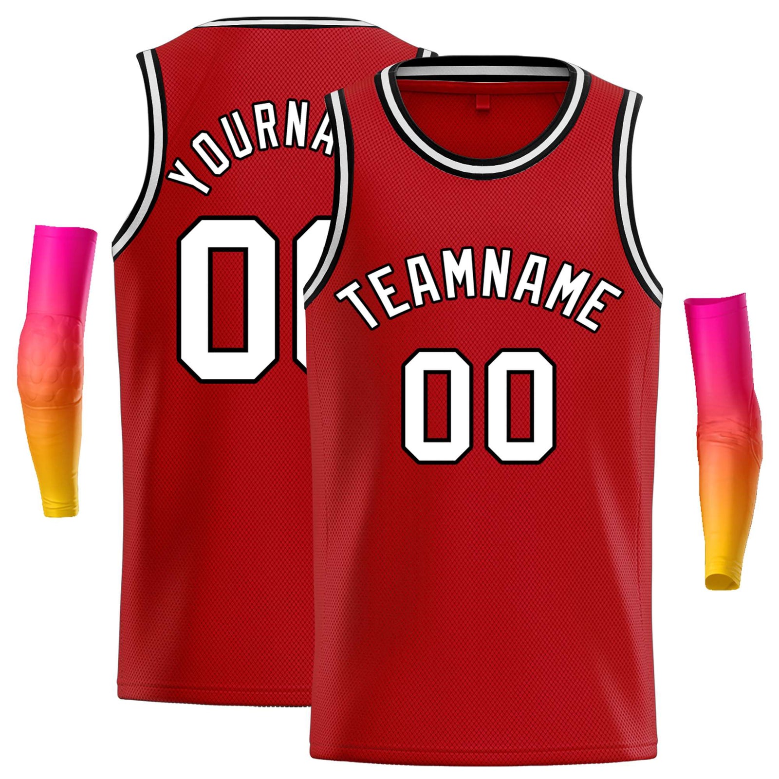 Custom Red White-Black Classic Tops Casual Basketball Jersey