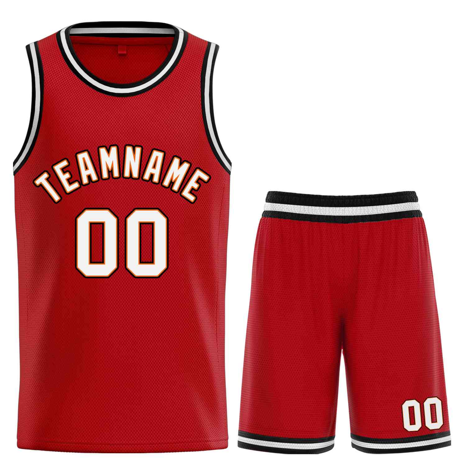 Custom Red White-Orange Classic Sets Curved Basketball Jersey