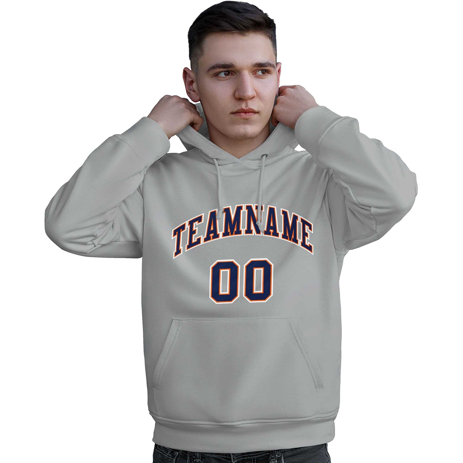 Custom Gray Royal-Orange Classic Style Personalized Sport Pullover Hoodie