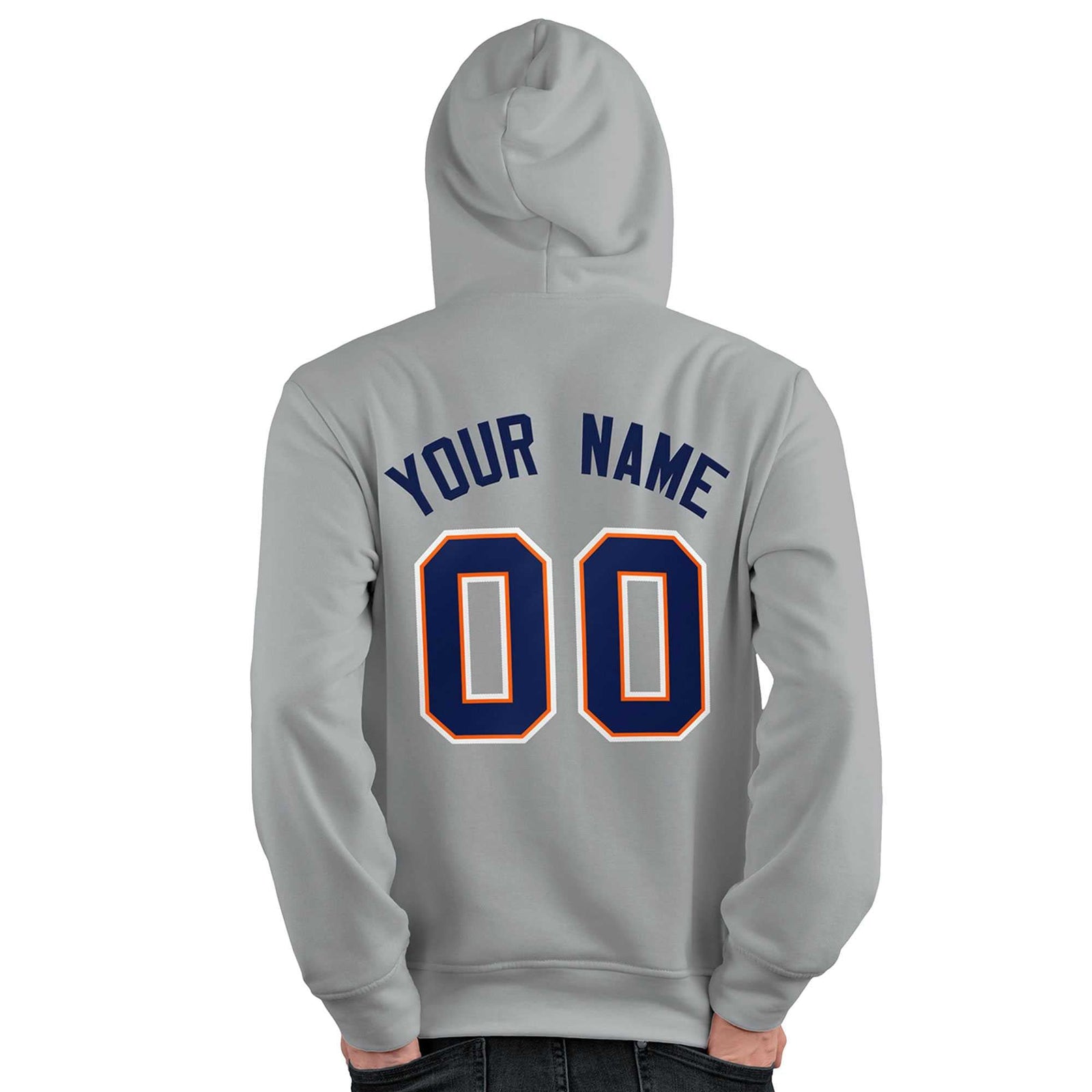 Custom Gray Royal-Orange Classic Style Personalized Sport Pullover Hoodie