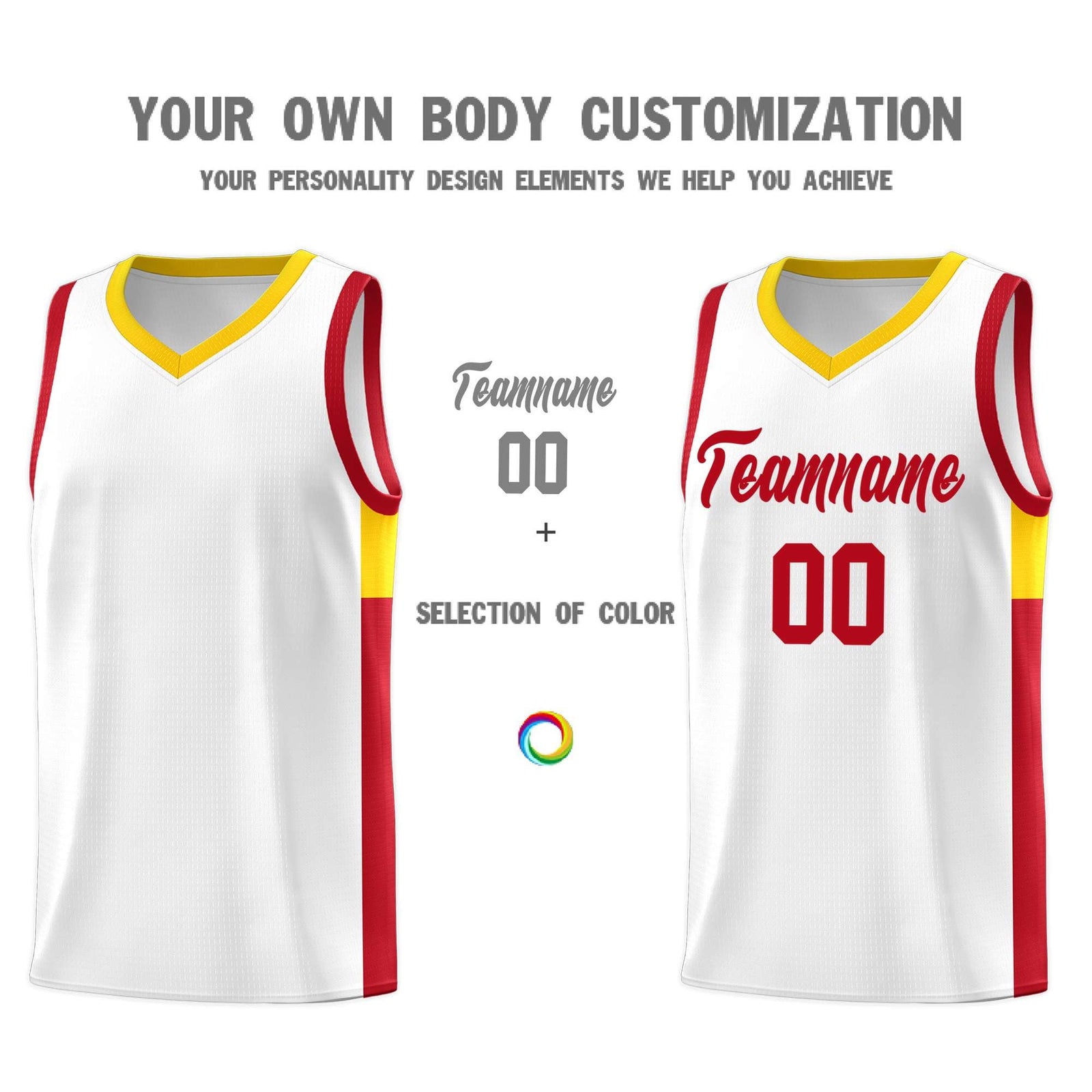 Custom White Red Side Two-Tone Classic Sports Uniform Basketball Jersey
