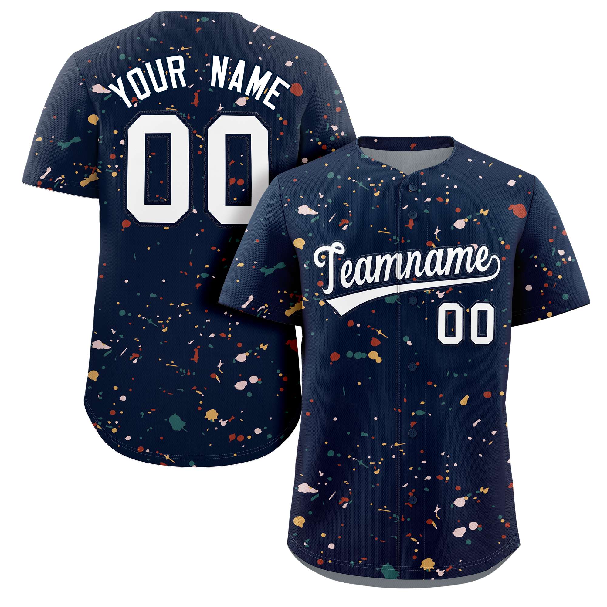 Custom Navy White Splash Graffiti Pattern Authentic Baseball Jersey