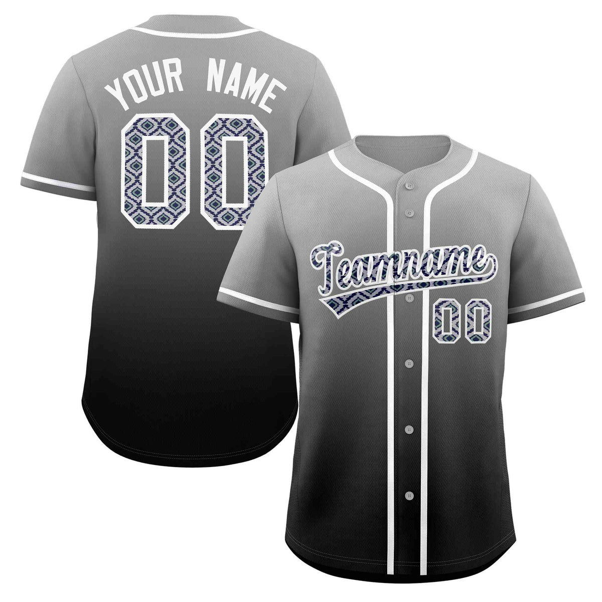 Custom Gradient Fashion Baseball Jersey Personalized Ethnic Pattern Name Number for Men Women Youth