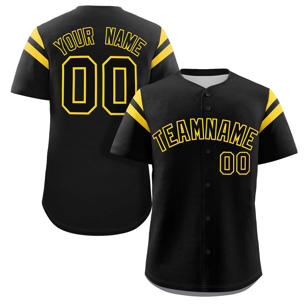 Custom Black Yellow Classic Style Personalized Full Button Authentic Baseball Jersey