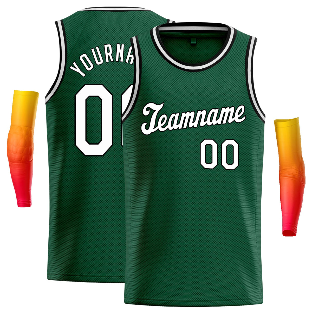 Custom Green Black- White Classic Tops Athletic Basketball Jersey