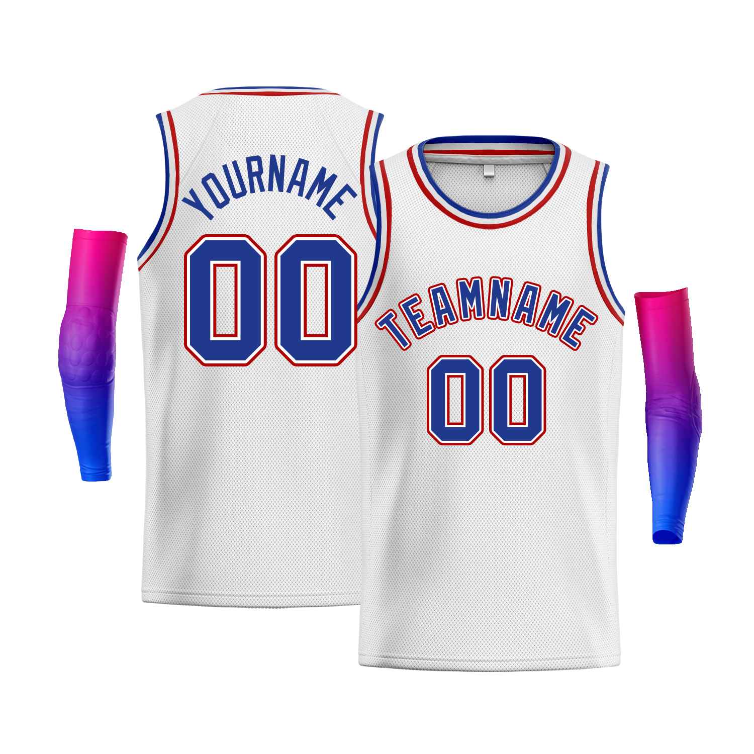 Custom White Red-White Classic Tops Men Casual Bull Basketball Jersey