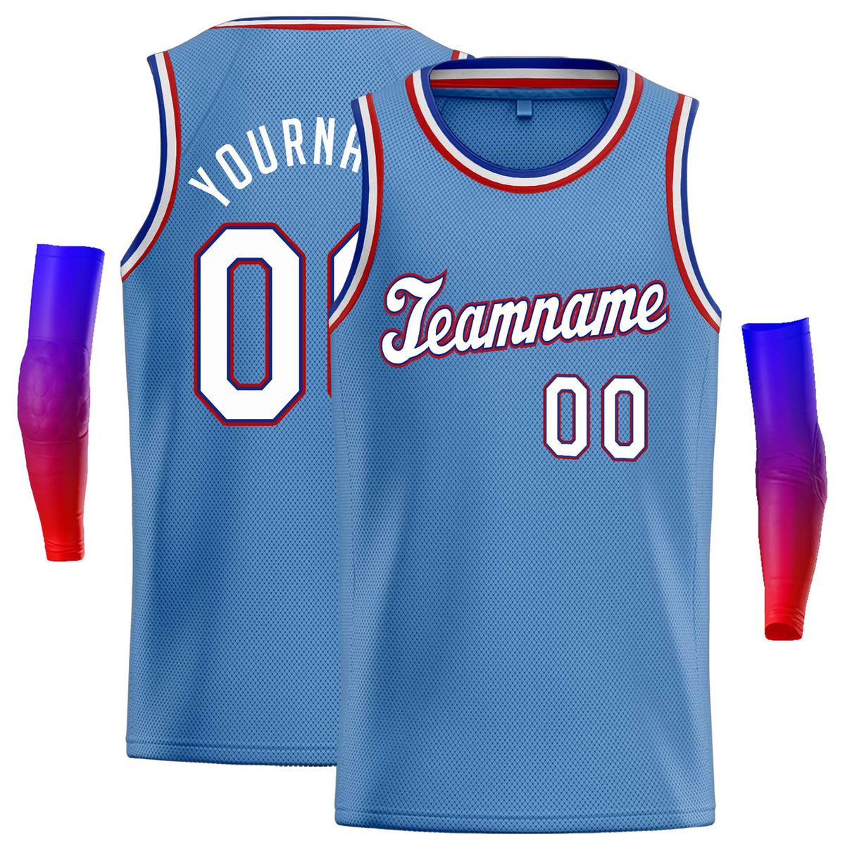 Custom Light Blue White-Royal Classic Tops Casual Basketball Jersey