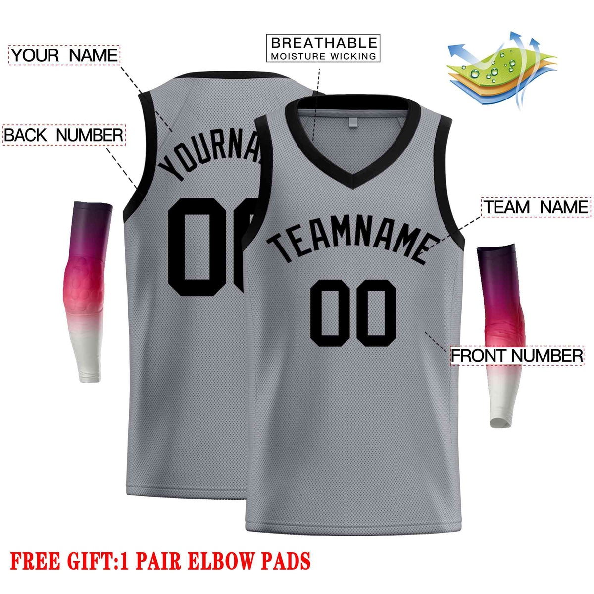 Custom Dark Gray Black-Classic Tops Men Casual Basketball Jersey