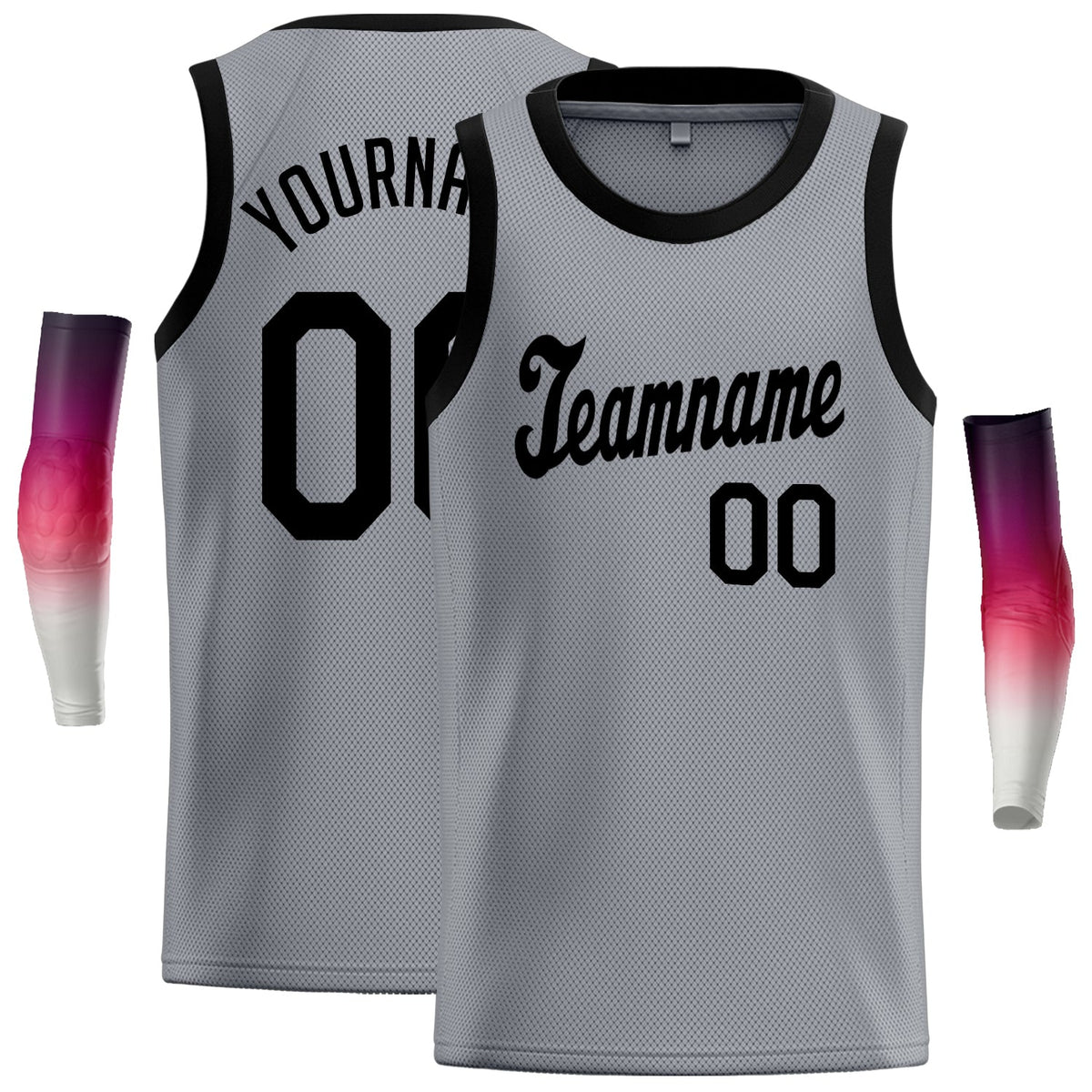 Custom Gray Black Classic Tops Men/Boy Athletic Basketball Jersey