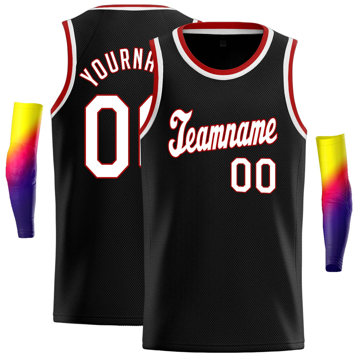 Custom Black White-Red Classic Tops Men Casual Basketball Jersey