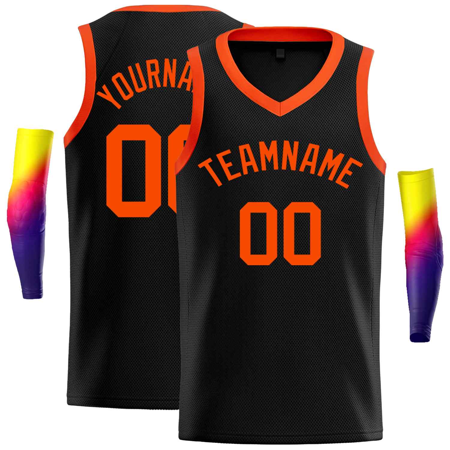Custom Black Orange-Classic Tops Men Casual Basketball Jersey
