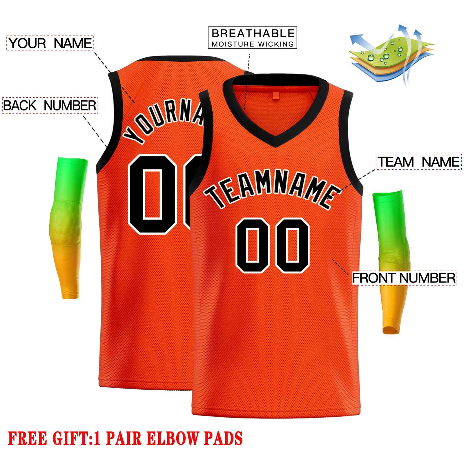 Custom Orange Black-White Classic Tops Men Casual Basketball Jersey