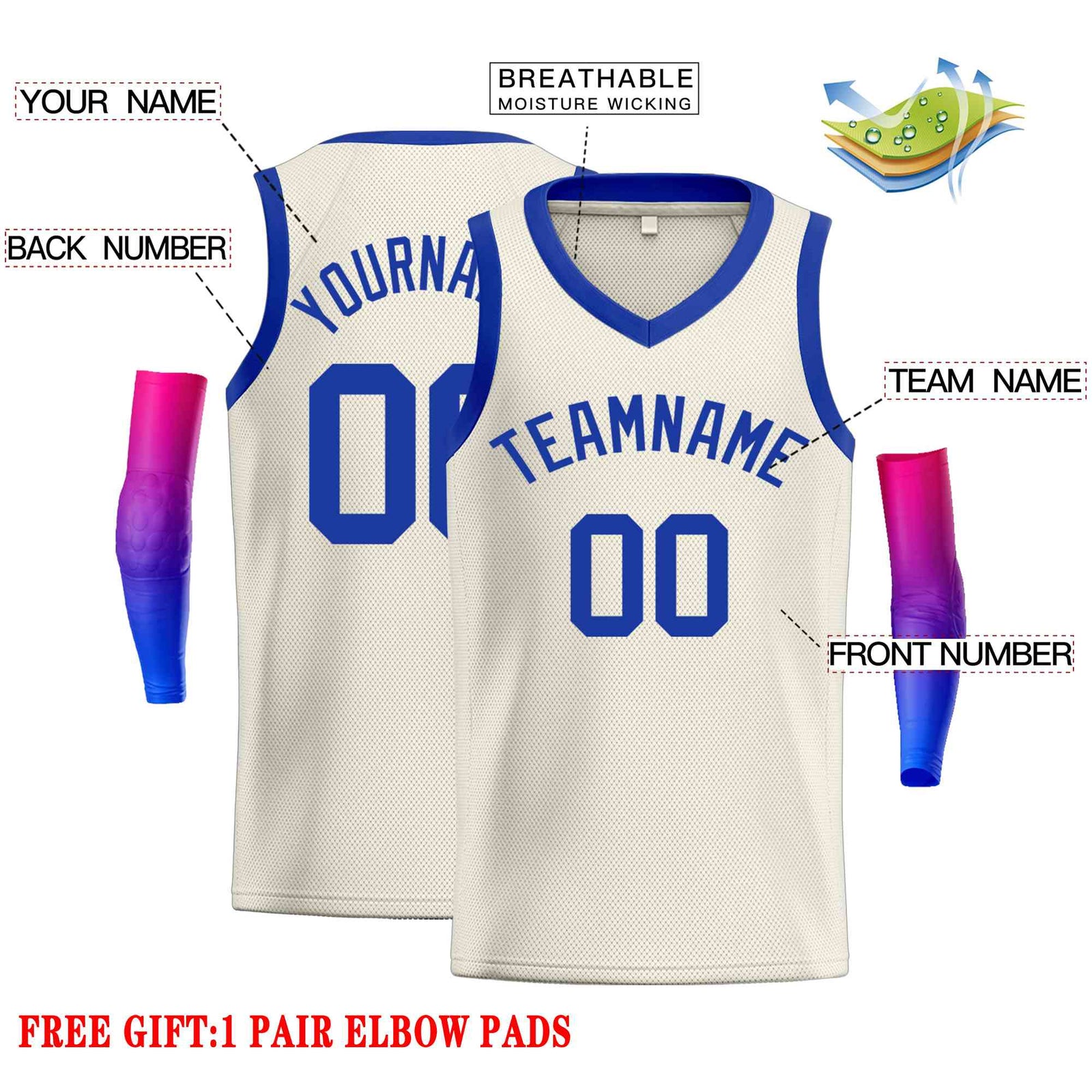 Custom Cream Royal-Classic Tops Men Casual Basketball Jersey