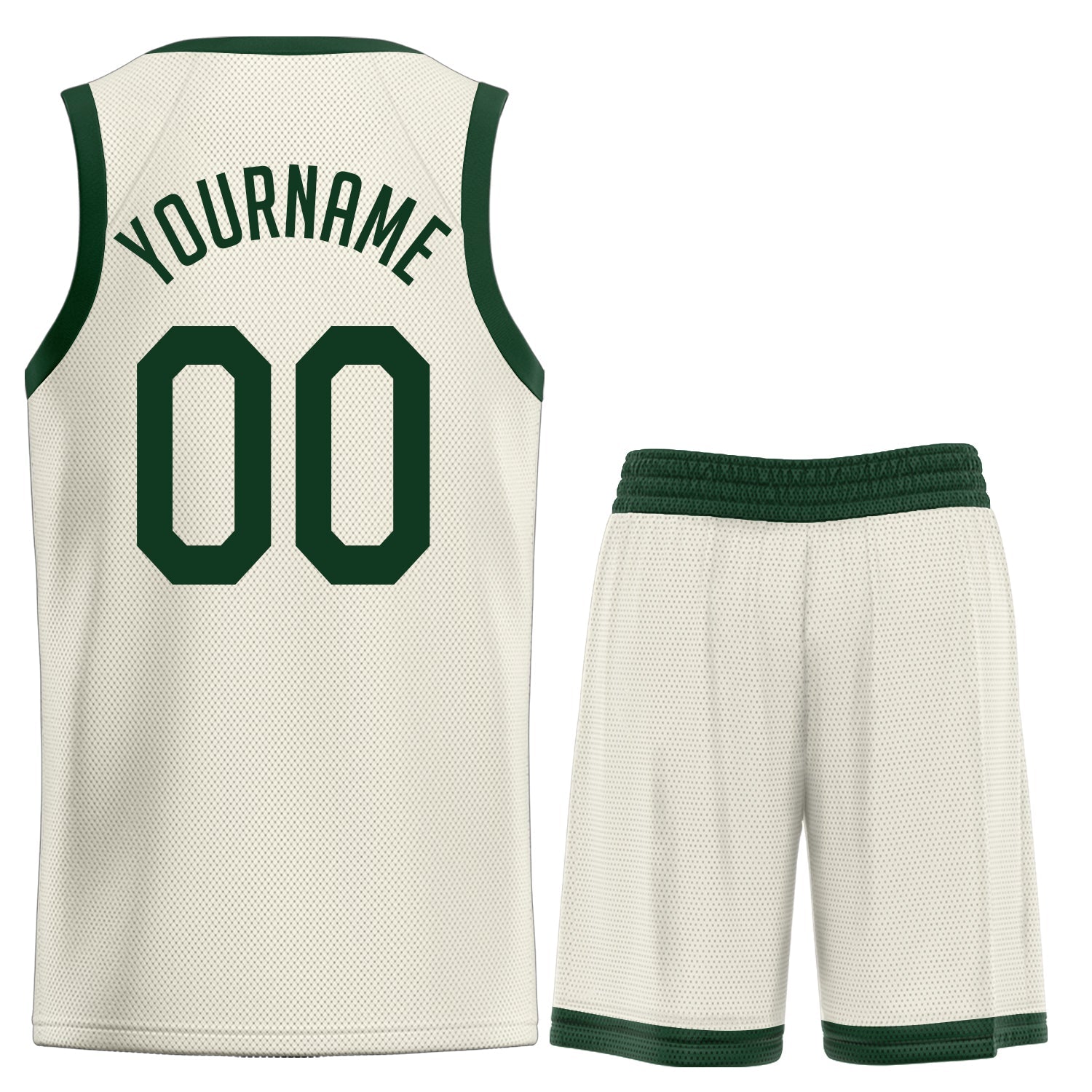 Custom Cream Green Classic Tops Men/Boy Basketball Jersey
