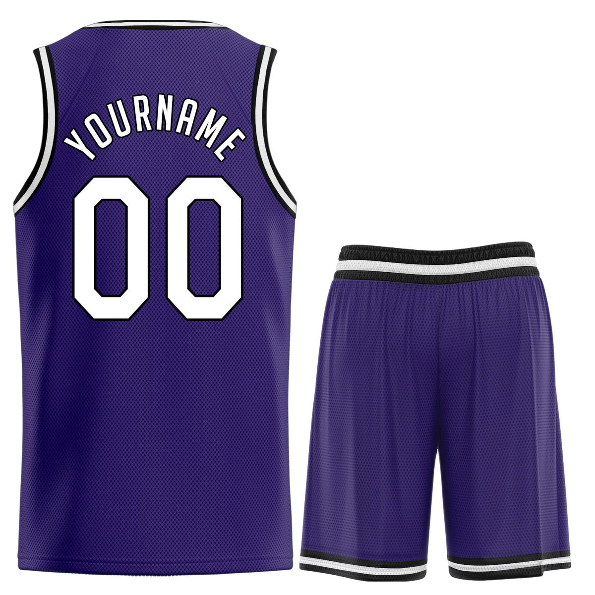 Custom Purple White-Black Classic Sets Basketball Jersey