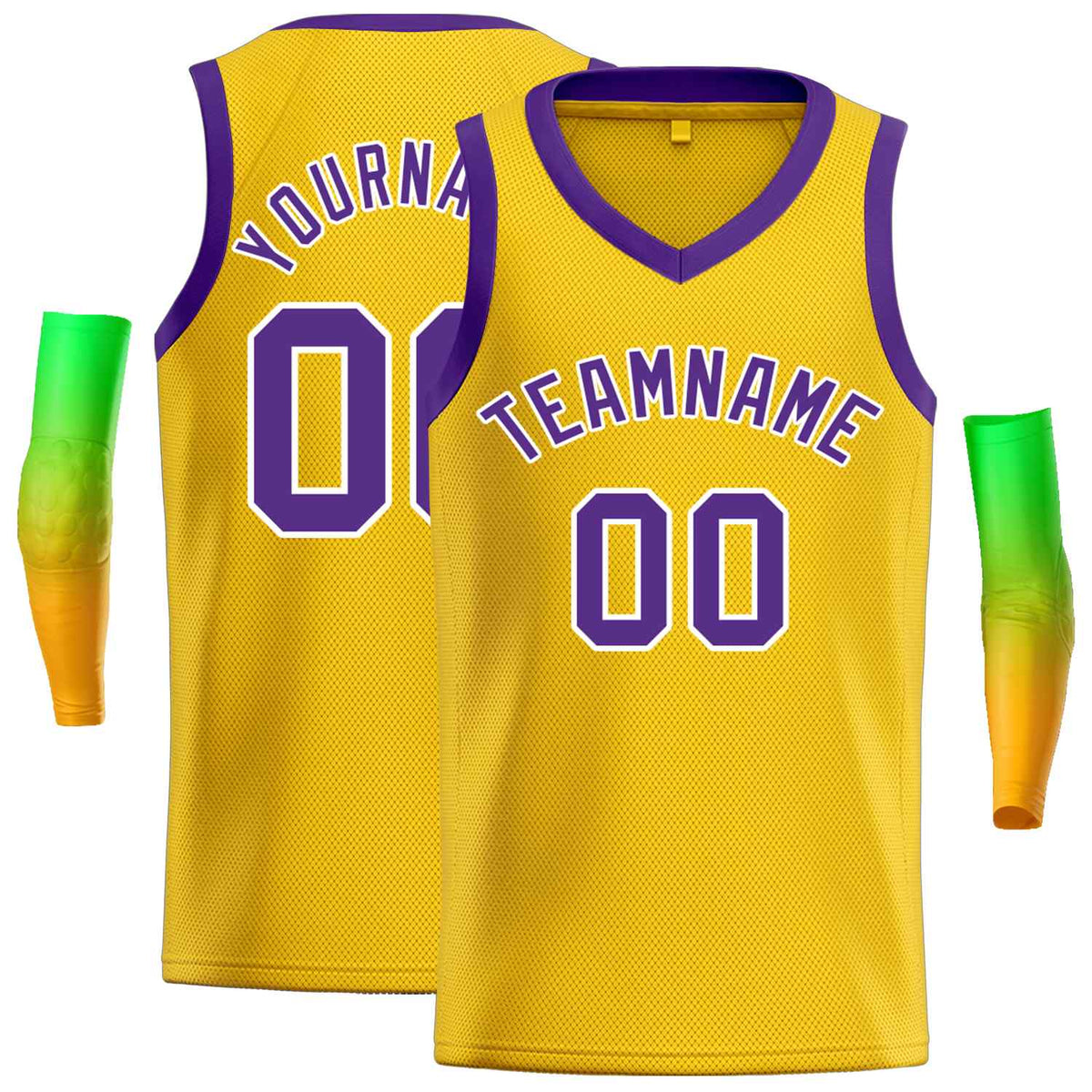 Custom Yellow Purple-White Classic Tops Men Casual Basketball Jersey