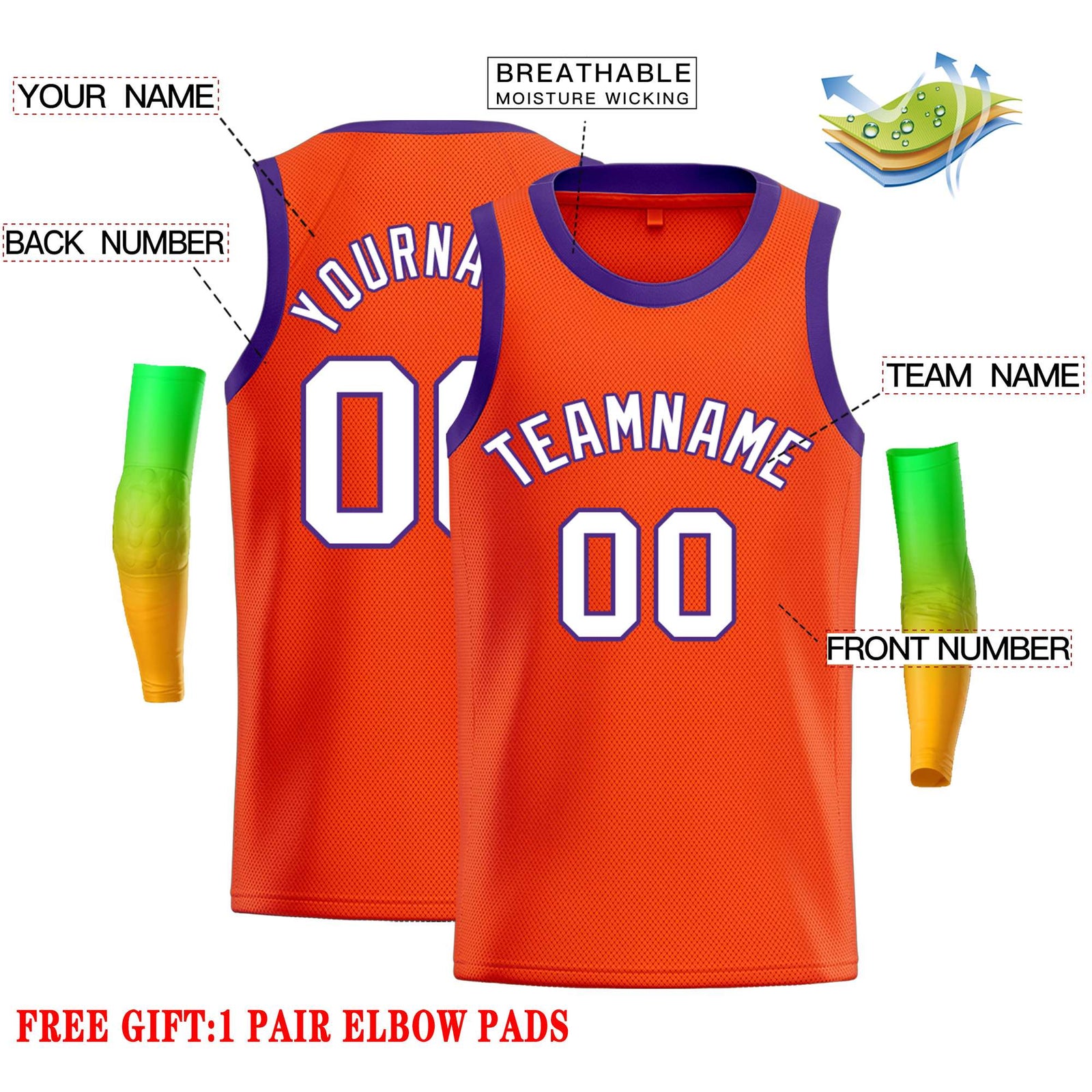 Custom Orange White-Royal Classic Tops Casual Basketball Jersey