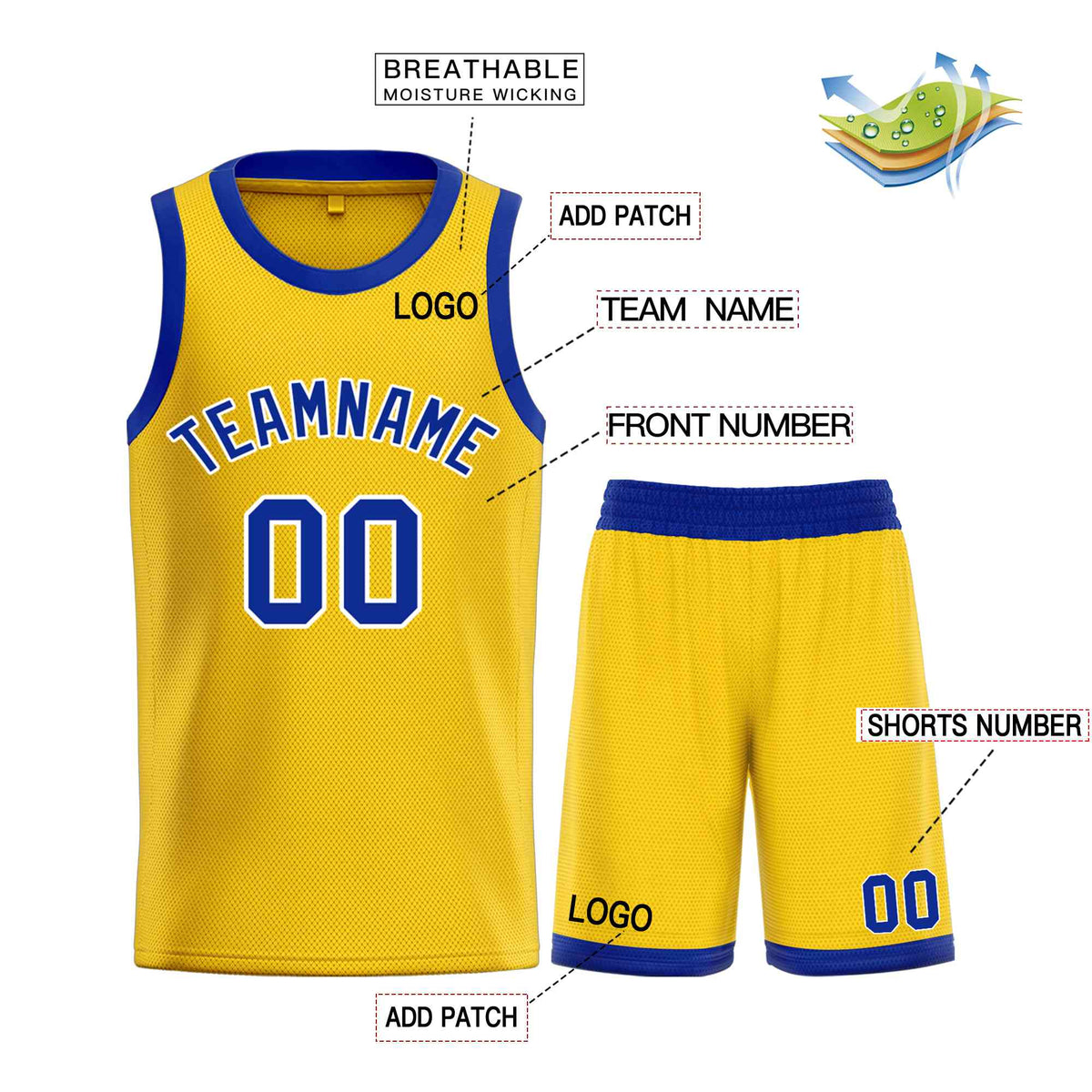 Custom Yellow Royal Bull Classic Sets Basketball Jersey