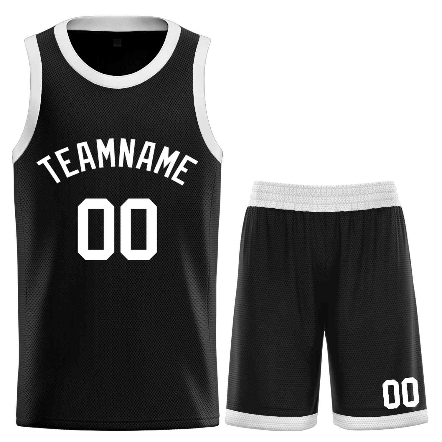 Custom Black White-Classic Sets Curved Basketball Jersey