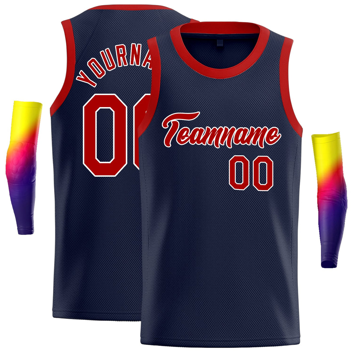 Custom Navy Red-White Classic Tops Men Basketball Jersey