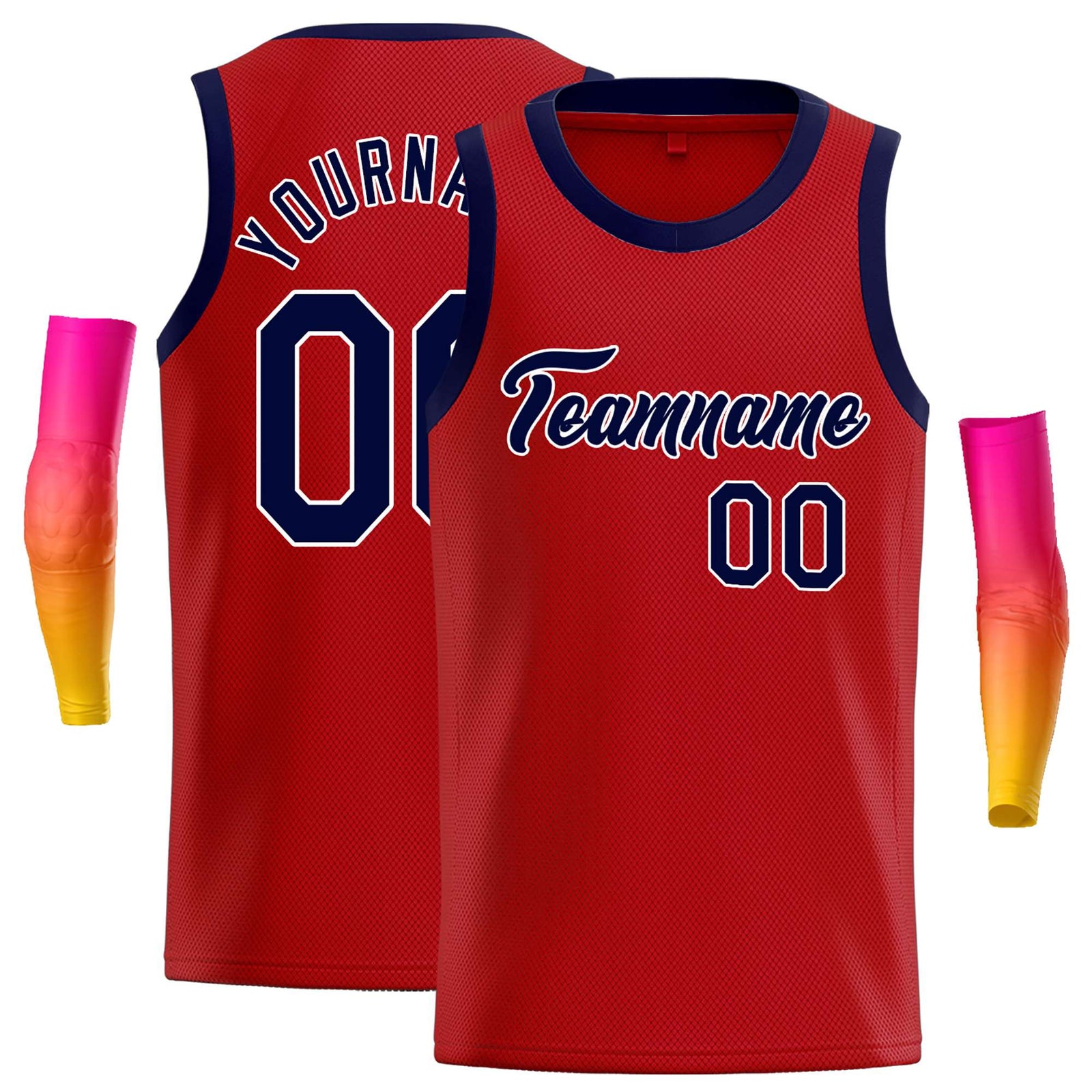 Custom Red Navy-White Classic Tops Casual Basketball Jersey