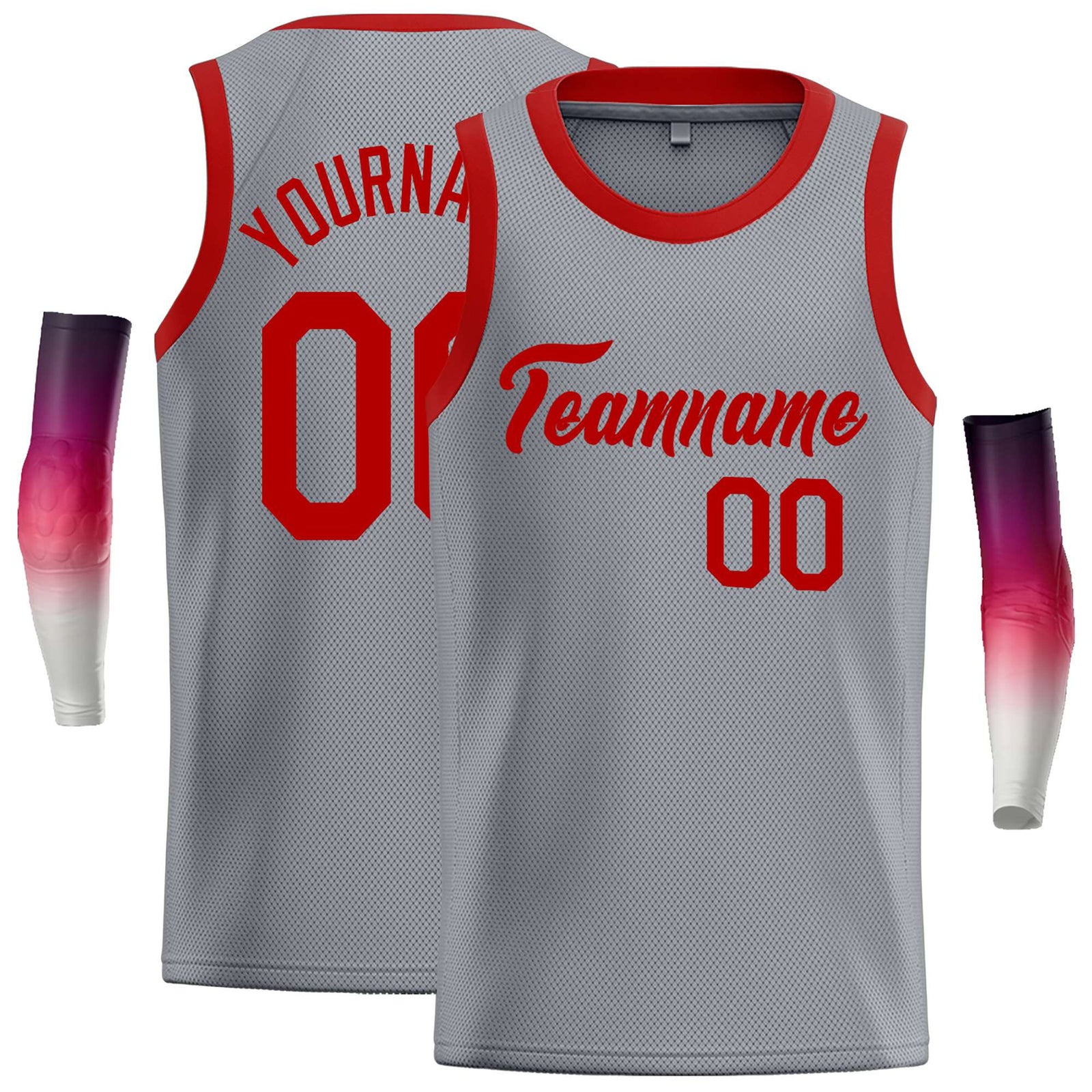 Custom Dark Gray Red Classic Tops Casual Basketball Jersey