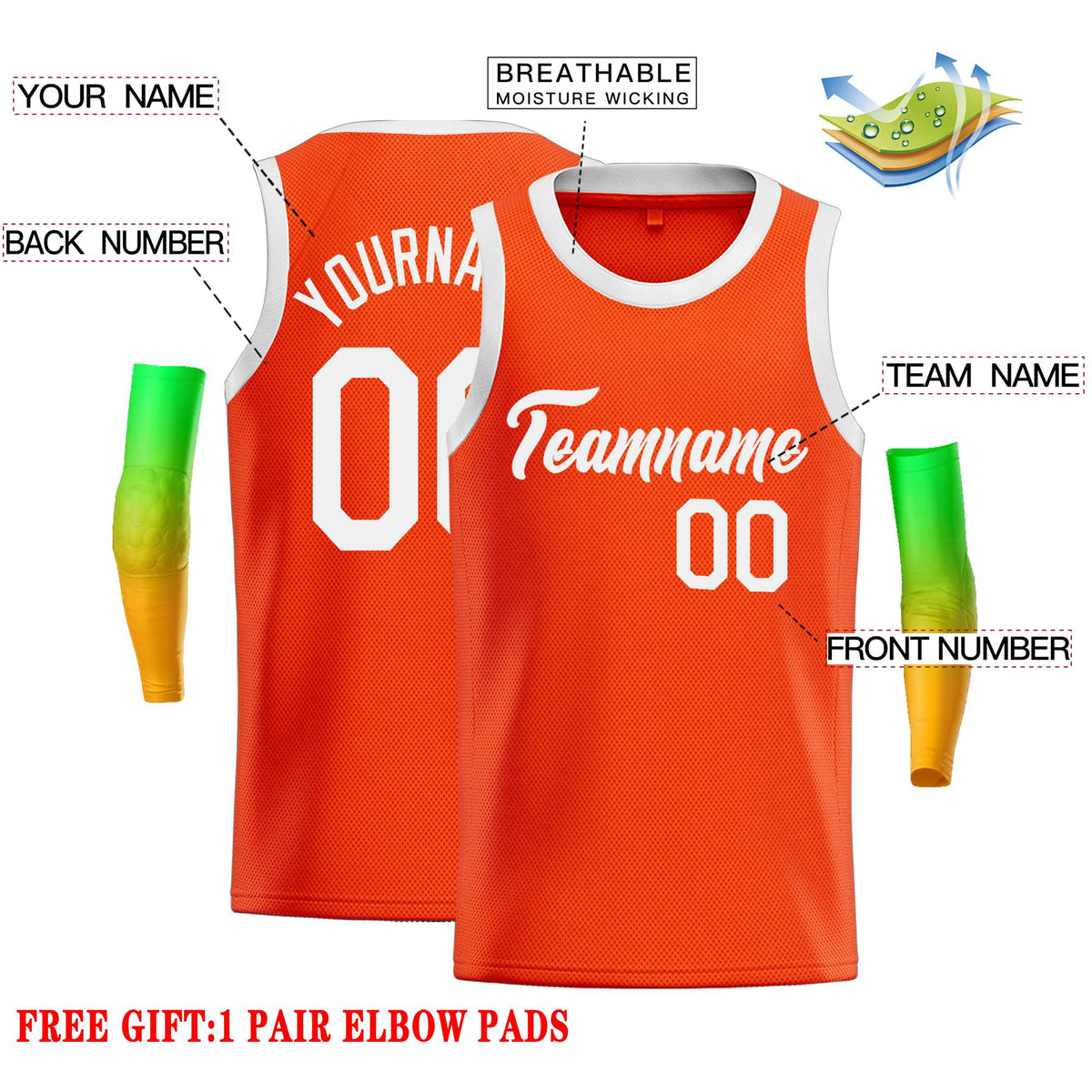 Custom Orange White Classic Tops Casual Basketball Jersey
