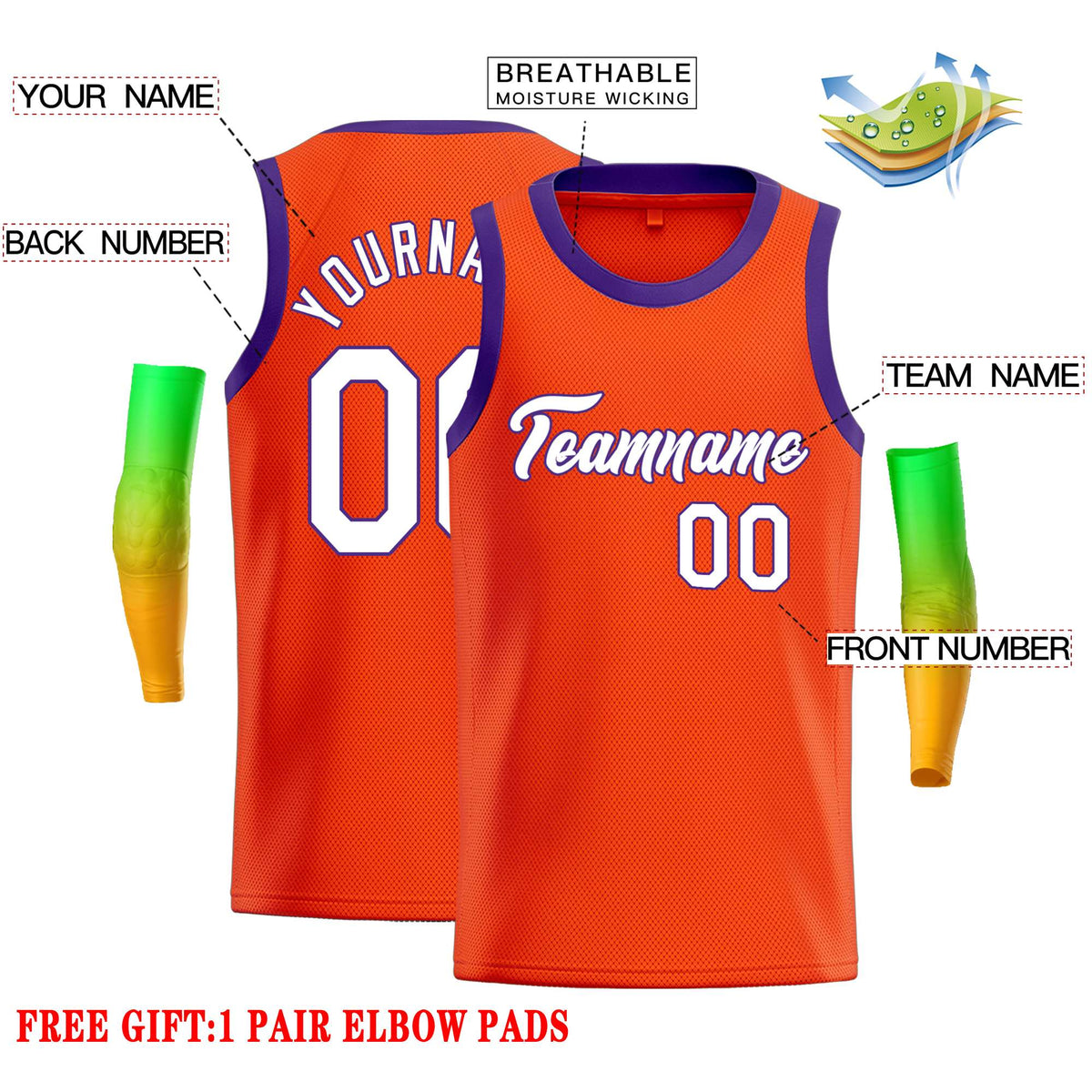 Custom Orange White-Royal Classic Tops Casual Basketball Jersey