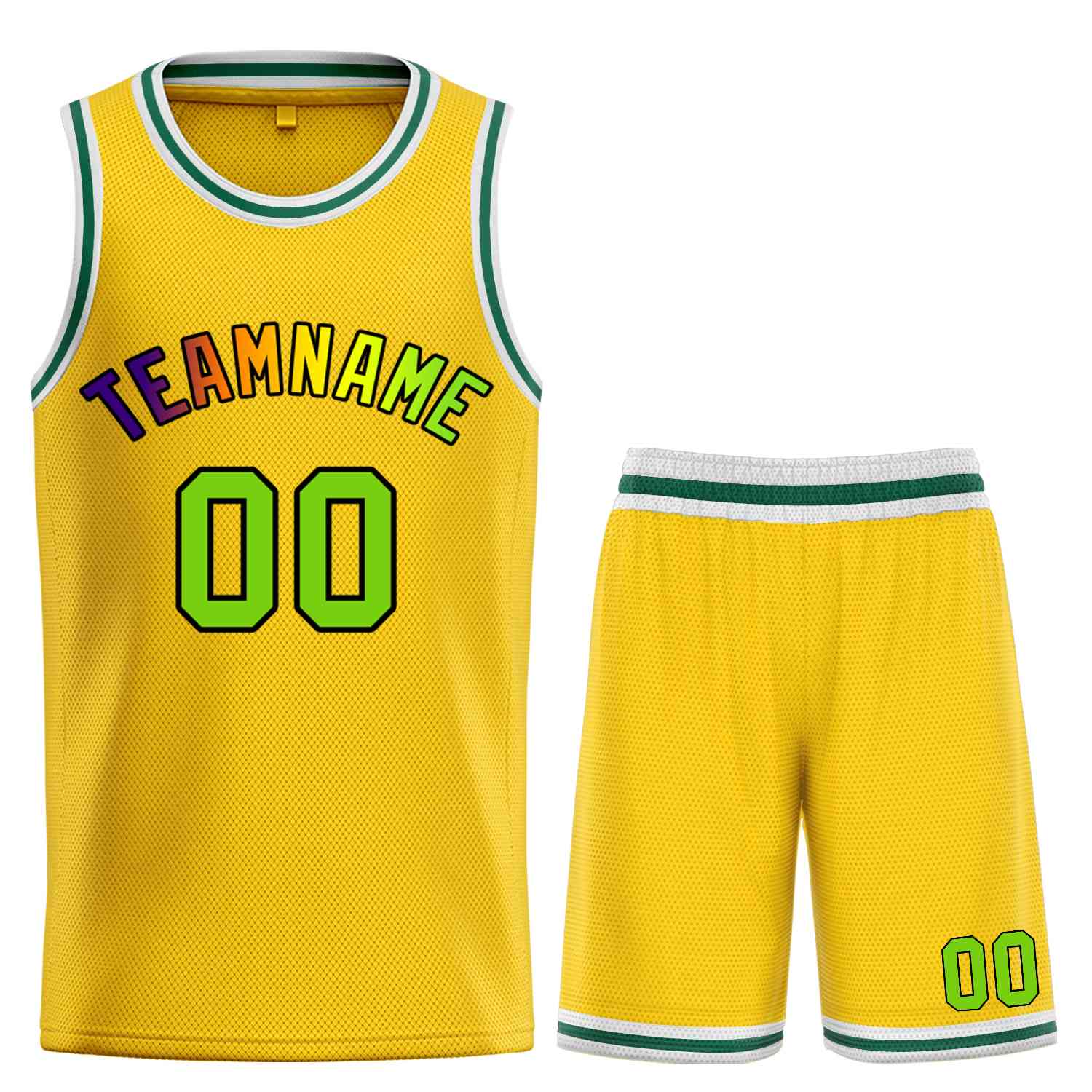 Custom Yellow Green-Black Bull Classic Sets Basketball Jersey