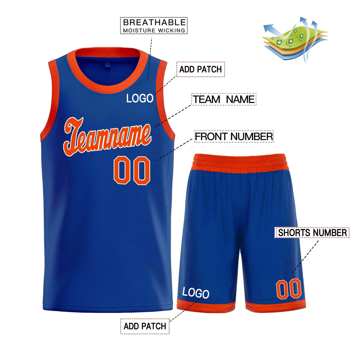 Custom Royal Orange-White Classic Sets Sports Uniform Basketball Jersey