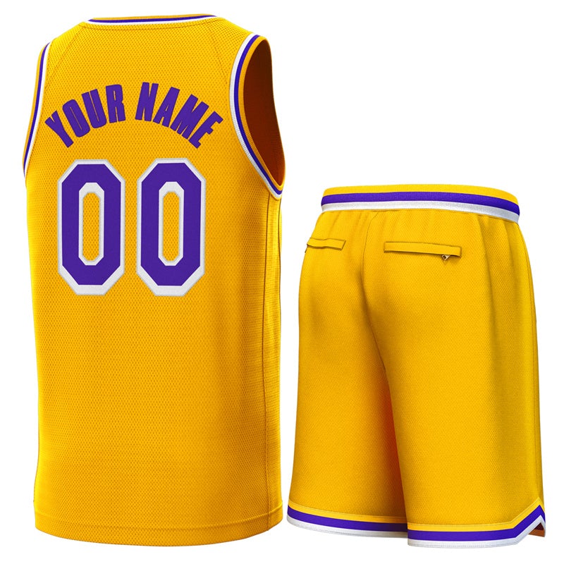 Custom Yellow Purple-White Classic Sets Basketball Jersey
