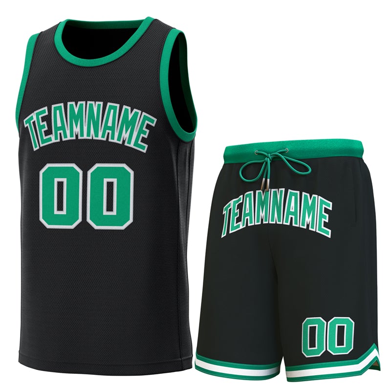 Custom Black Kelly Green Classic Sets Basketball Jersey