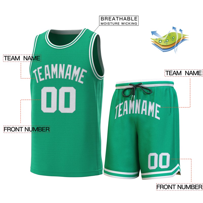 Custom Green White-Green Classic Sets Basketball Jersey