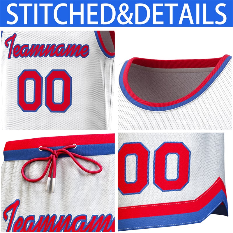Custom White Red-Royal Classic Sets Basketball Jersey