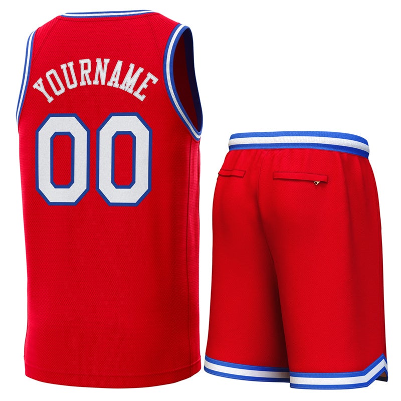 Custom Red Royal-White Classic Sets Basketball Jersey