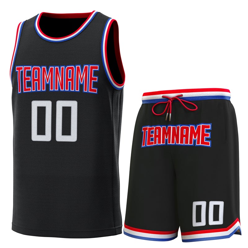 Custom Black Red-Royal Classic Sets Basketball Jersey