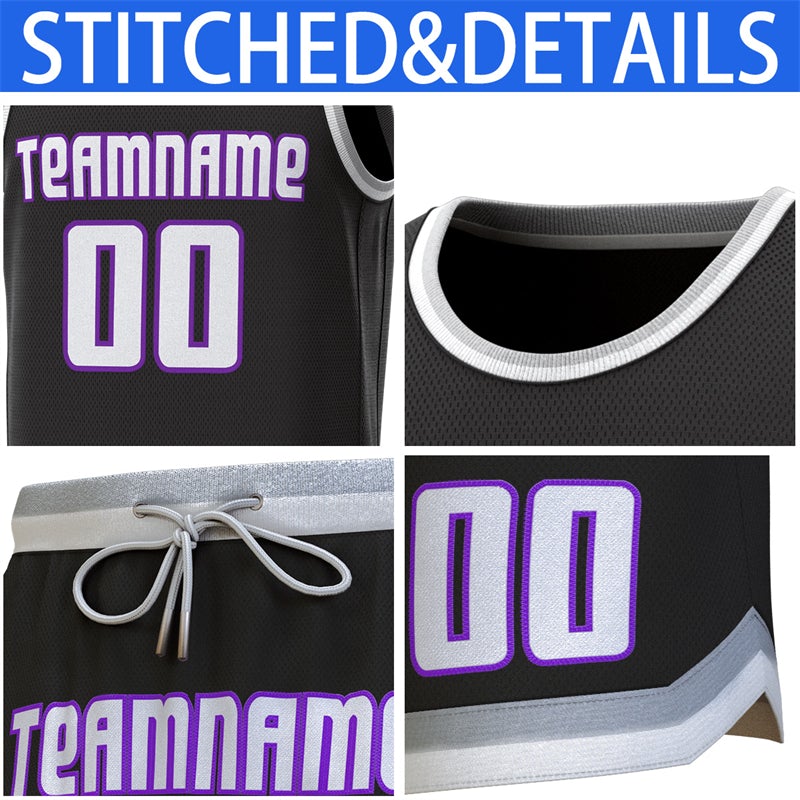 Custom Black White-Gray Classic Sets Basketball Jersey