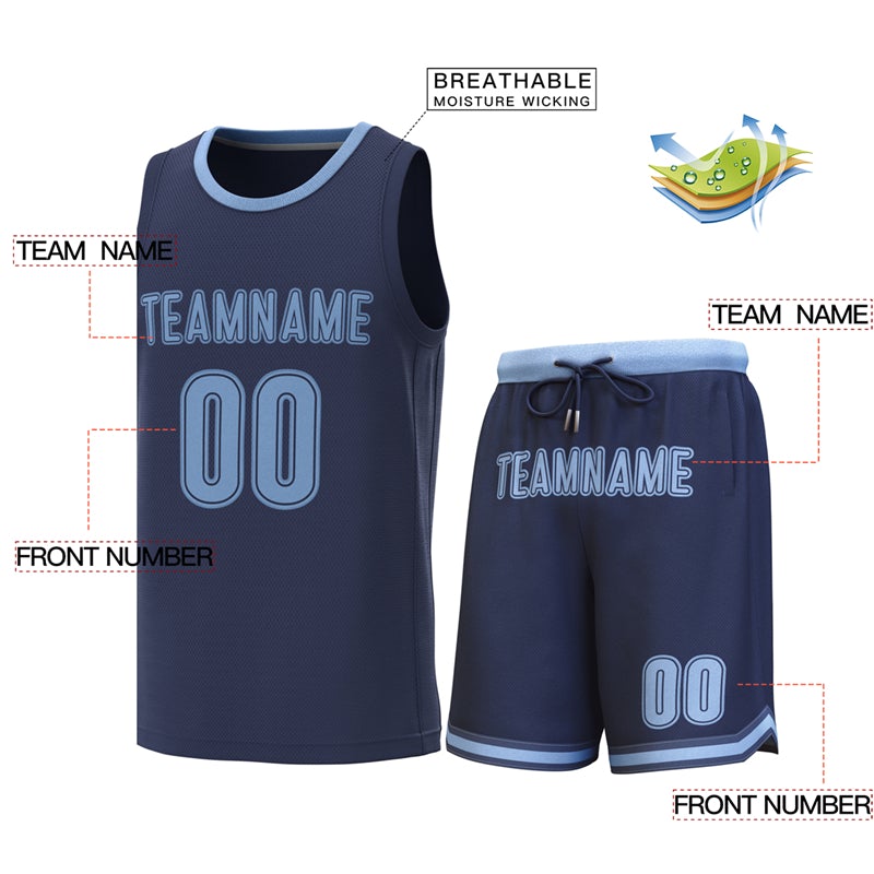 Custom Navy Lt Blue Classic Sets Basketball Jersey