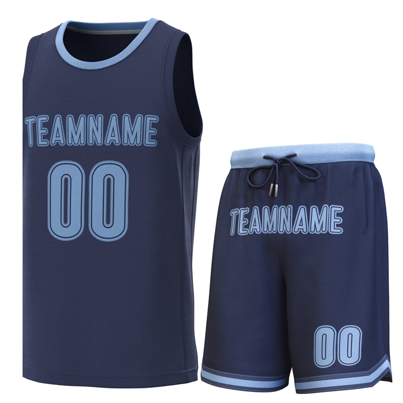 Custom Navy Lt Blue Classic Sets Basketball Jersey