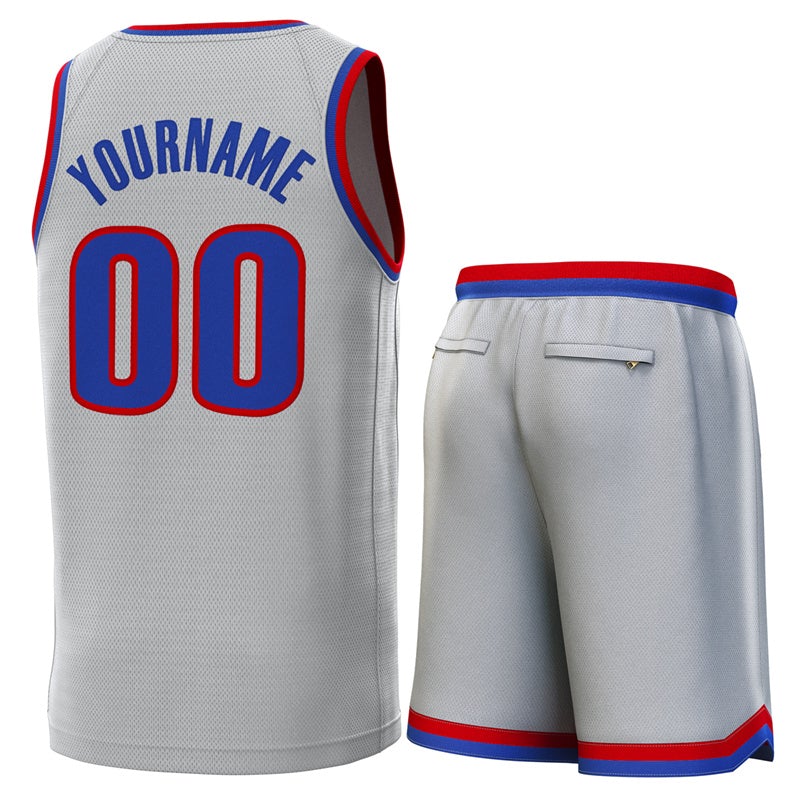 Custom Gray Red-Royal Classic Sets Basketball Jersey