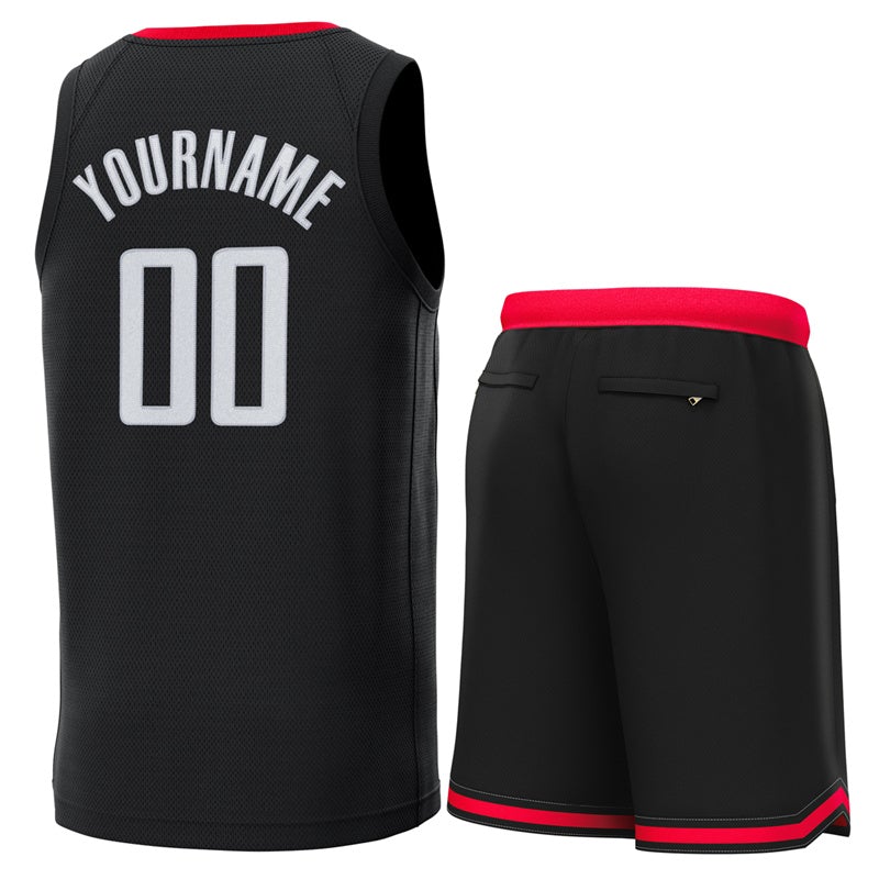 Custom Black Red Classic Sets Basketball Jersey