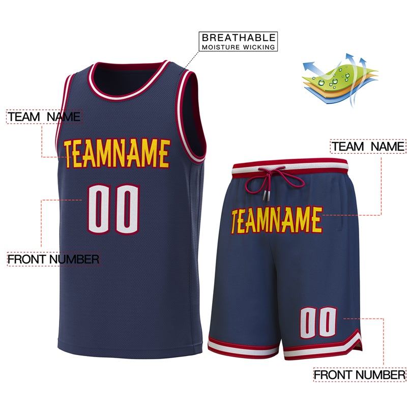 Custom Navy Crimson-White Classic Sets Basketball Jersey