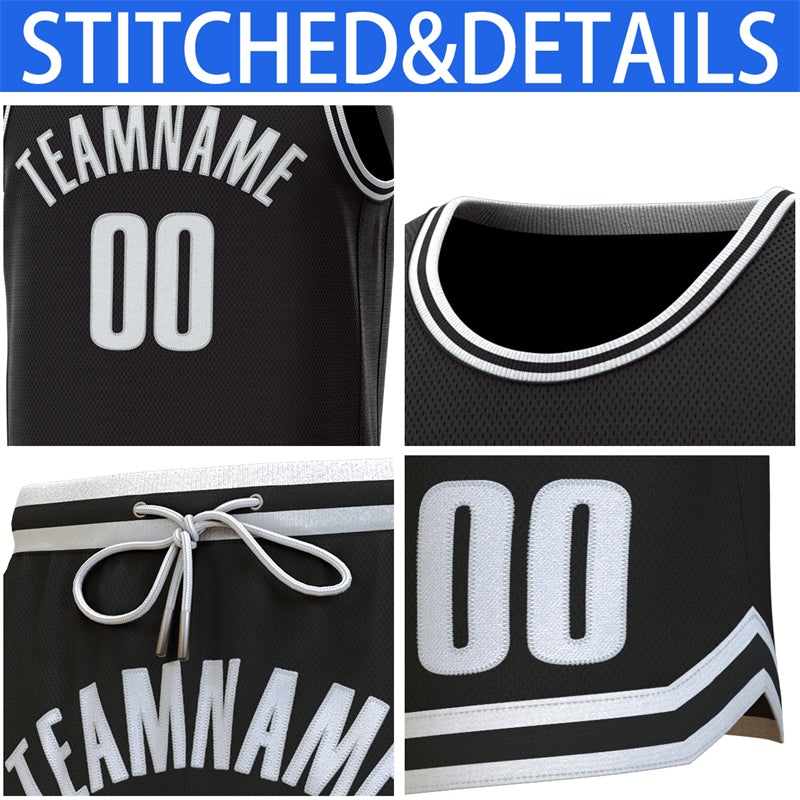 Custom Black White-BlackClassic Sets Basketball Jersey