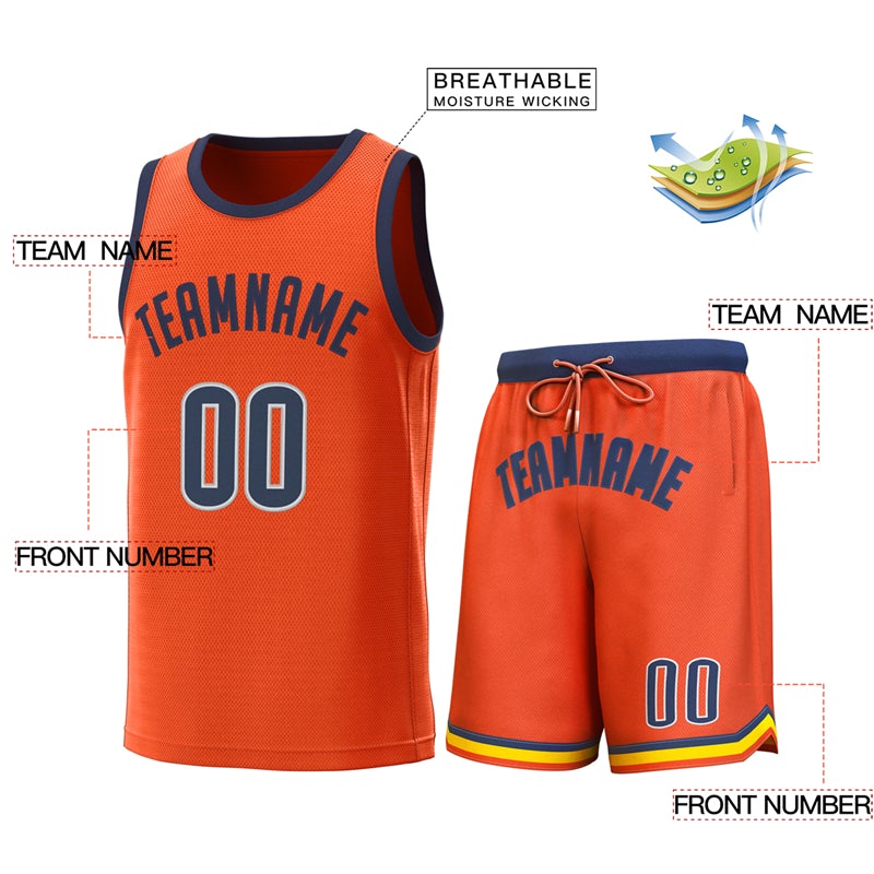 Custom Orange Navy Classic Sets Basketball Jersey