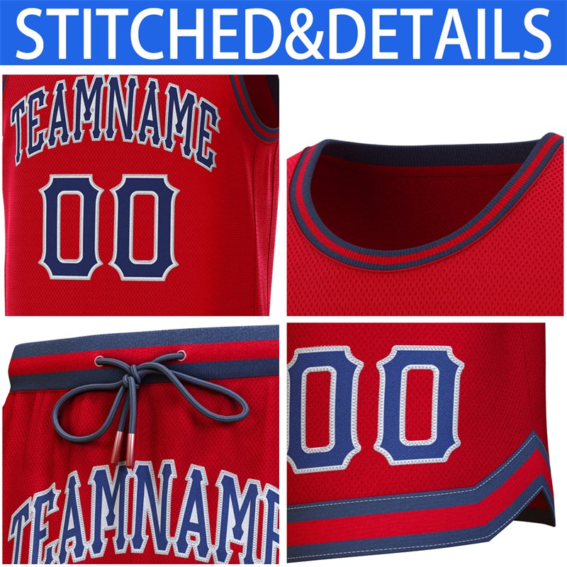 Custom Red Navy-Red Classic Sets Basketball Jersey
